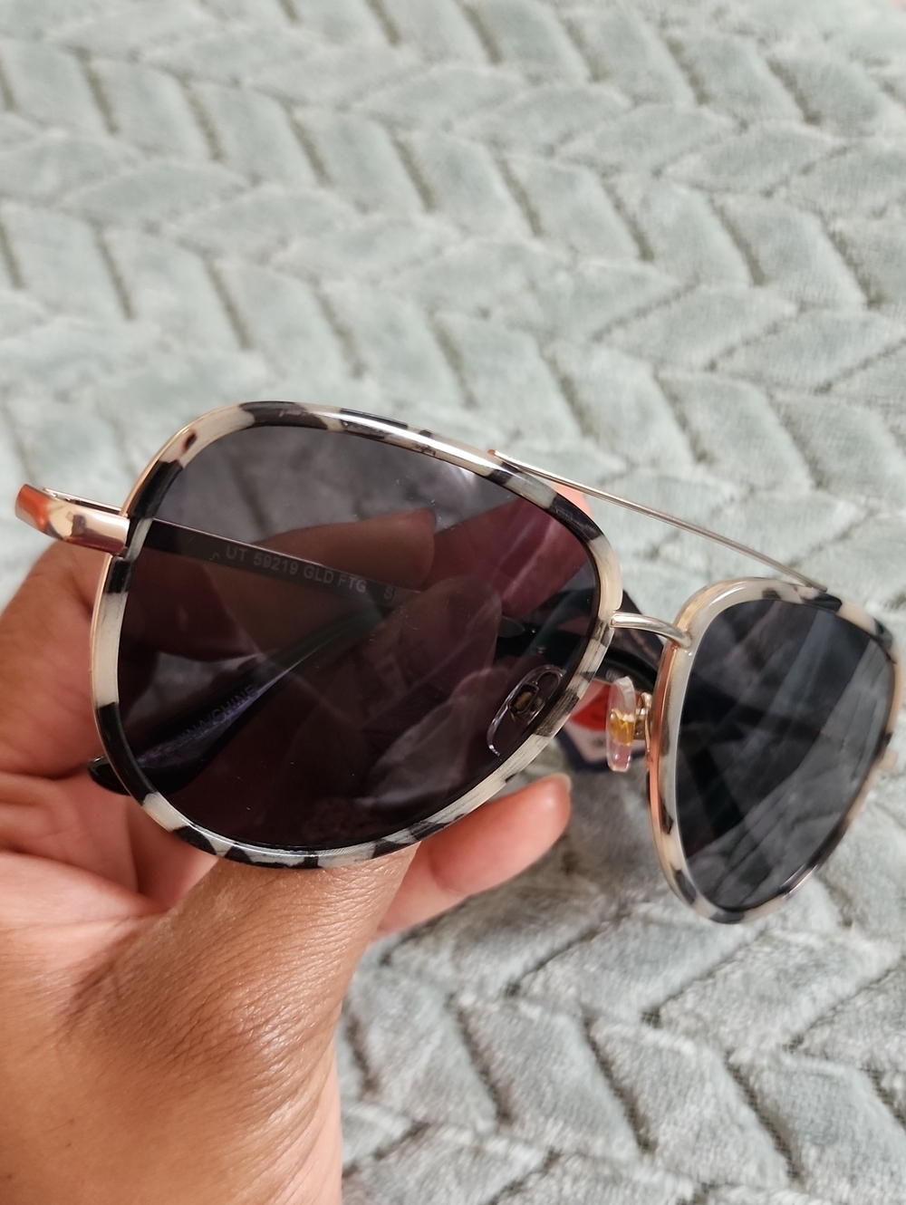 Tortoiseshell Fun Aviator Sunglasses with Black Lenses - Picture 3 of 6